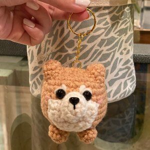 ❌SOLD❌ Crochet Pomeranian Keychain, Orange and Cream Mini Pom, Amigurumi Dog